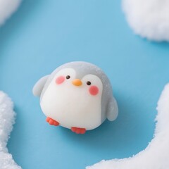 4k high quality Ai generative HD art work photo realistic shop store small business menu sell selling market candle clay shape design cute Kawaii small tiny ideas grey penguin mochi ice cream baby