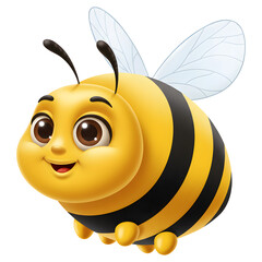 Obraz premium Cute Cartoon Bee with Big Eyes – Happy Flying Insect Illustration isolated on transparent background