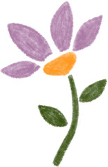 purple flower with branch and leaves