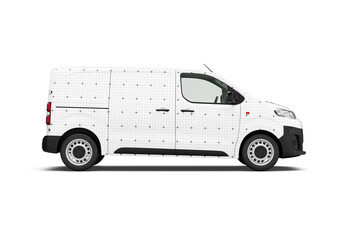 Mockup Of Courier Van And Background, Customized