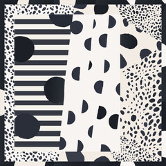 Modern abstract dots collage illustration. Unique neckerchief print. Fashionable template for design.