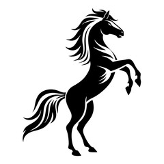 Stylized Black and White Rearing Horse Illustration – Vector Silhouette Design"
