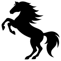 Stylized Black and White Rearing Horse Illustration – Vector Silhouette Design"