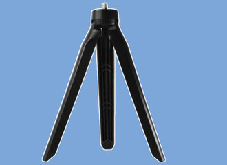 close up of mini tripod pixelate color halftone dotted texture style collage element isolated on blue background