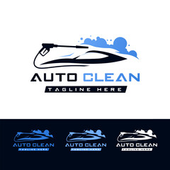 Car with Water Spray Logo Design Vector for car wash business
