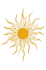 Isolated Sun with Long Rays Outline