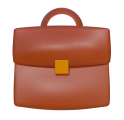Brown leather briefcase on png transparent background.