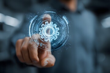 Hand reaching out to touch a digital globe with interconnected lines and lights symbolizing global connectivity and technology