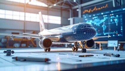 Airplane Design with Hangar Blueprint.