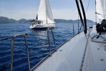 Sailing ship yachts in Mediterranean Sea. Turkey