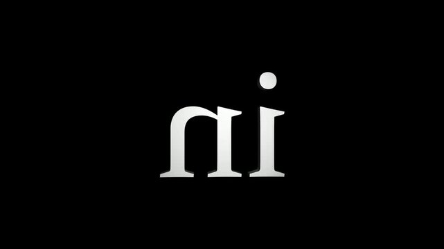 Elegant silver lettering of the initial letters ni on a black background