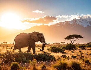 Majestic elephant at golden sunset (1)