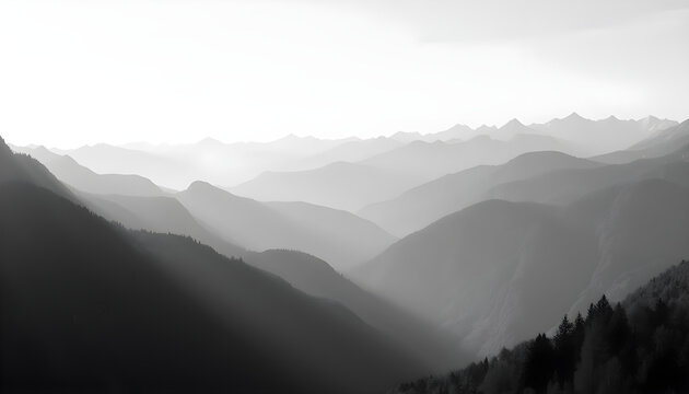 mountain landscape with fog - Powered by Adobe