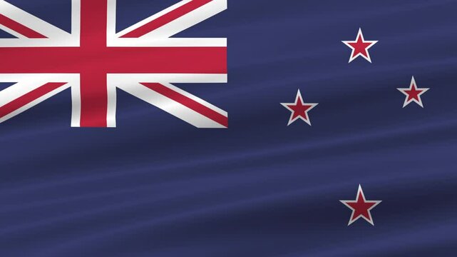 flag of New Zealand realistic wave 4K, seamless animated background