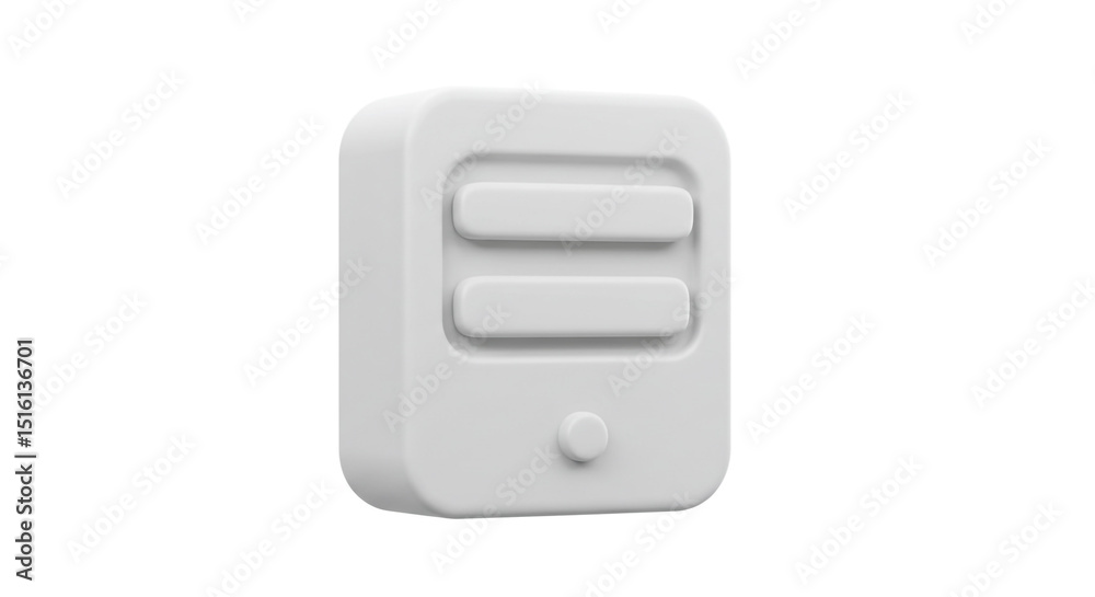 Poster a minimalist white server icon with rounded edges and two horizontal bars on a white background view