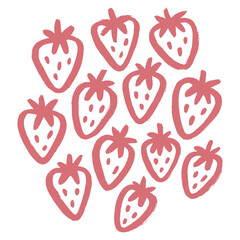 strawberry doodle pattern naive sketch vector illustration