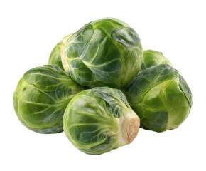 Fototapeta premium Fresh Brussels sprouts stacked for healthy cooking ideas, cut out transparent