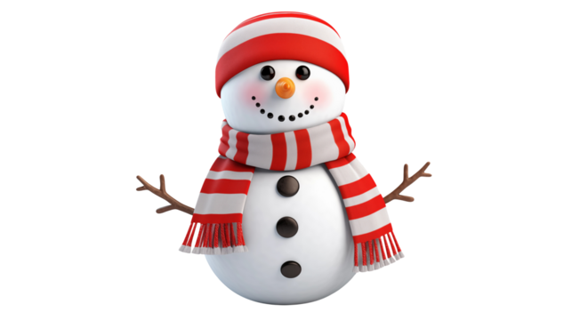 Festive Snowman in Red Hat and Scarf Winter Holiday Cheer Cute Character Design