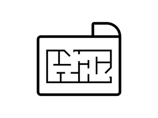 Floor Plan Blueprint Icon. Architectural Layout Vector, Home Design Symbol, Room Arrangement Diagram, Interior Planning Graphic