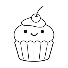 Smiling Cupcake with Cherry