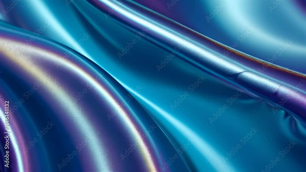 Poster smooth flowing iridescent fabric with shiny blue and purple hues creating elegant textile texture an