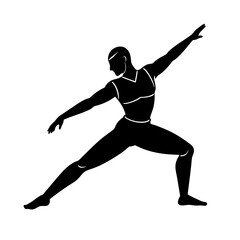 Warrior II Pose Vector: Depicting a Variation with Back Hand Raised