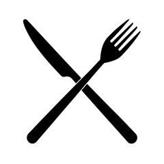 Fork and Knife Vector: Crossed Utensils in Side Profile Design