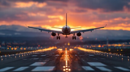 Airplane Taking Off at Dusk: A Journey into the Sunset