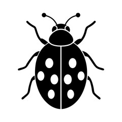 Ladybird Beetle Vector: Flat Icon with Red Black Spots