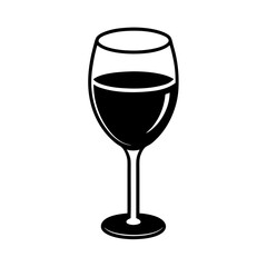 Vector Design of a Wine Glass with Stem and Wine – Flat Style