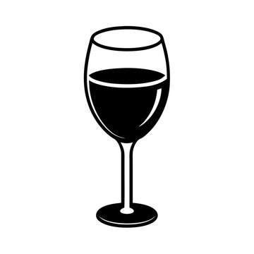 Vector Design of a Wine Glass with Stem and Wine &ndash; Flat Style