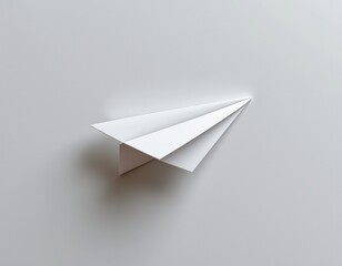 streamlined paper airplane in a minimalist style, using soft white and steel hues, thin lines, airy layout, contemporary vibe, high resolution