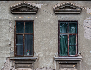 old window with shutters