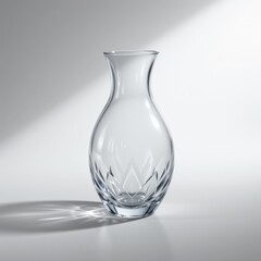 solo crystal vase on a white background, in a professional style, with clear textures, faint shadow, balanced lighting, high resolution