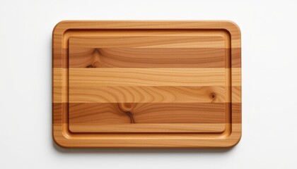 solo wooden chopping board on a white background, in a professional style, with clear textures, faint shadow, balanced lighting, high resolution