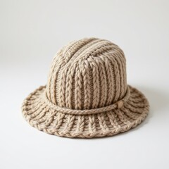 solo wool hat on a white background, in a professional style, with clear textures, faint shadow, balanced lighting, high resolution