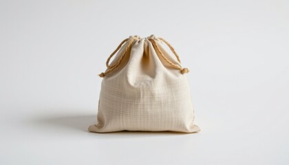 solo linen pouch on a white background, in a professional style, with clear textures, faint shadow, balanced lighting, high resolution