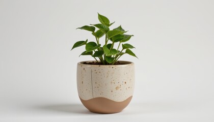 solo ceramic flowerpot on a white background, in a professional style, with clear textures, faint shadow, balanced lighting, high resolution
