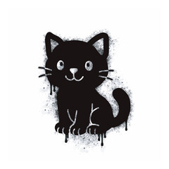 Cat spray icon isolated on white background. Cat graffiti icon sprayed in black on white background. Vector illustration.