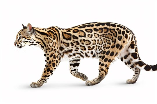 Isolated Ocelot Walking White Background