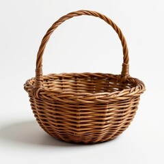 detailed woven basket in a 3d style on a white background, with realistic textures, soft shadows, natural lighting, high resolution