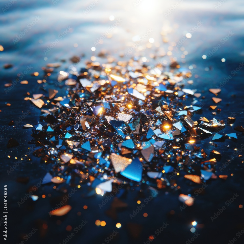 Poster sparkling shards of crystal reflections underwater scene high-resolution image abstract environment 