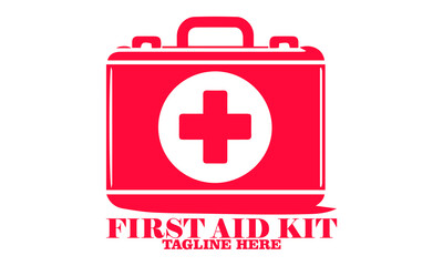 Obraz premium First aid kit silhouette icon vector illustration, First aid kit vector logo design and first aid kit red
