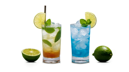 Refreshing Summer Cocktails Blue Lagoon and Mojito