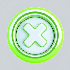 Obraz premium Glossy 3D cross mark icon with a red circular badge and white center, lit with soft ambient depth, ai generative image