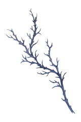 Dark gothic intertwined branch isolated. Watercolor illustration.