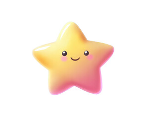 cute star cartoon character with smiling face, vector illustration