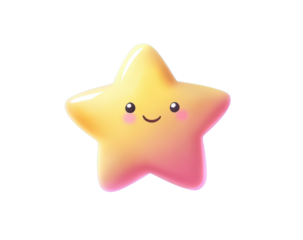 cute star cartoon character with smiling face, vector illustration