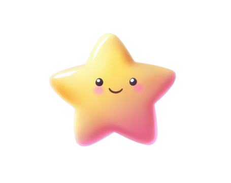 cute star cartoon character with smiling face, vector illustration