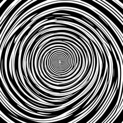 Naklejka premium Black and white spiral swirl with hypnotic circular pattern and optical illusion design